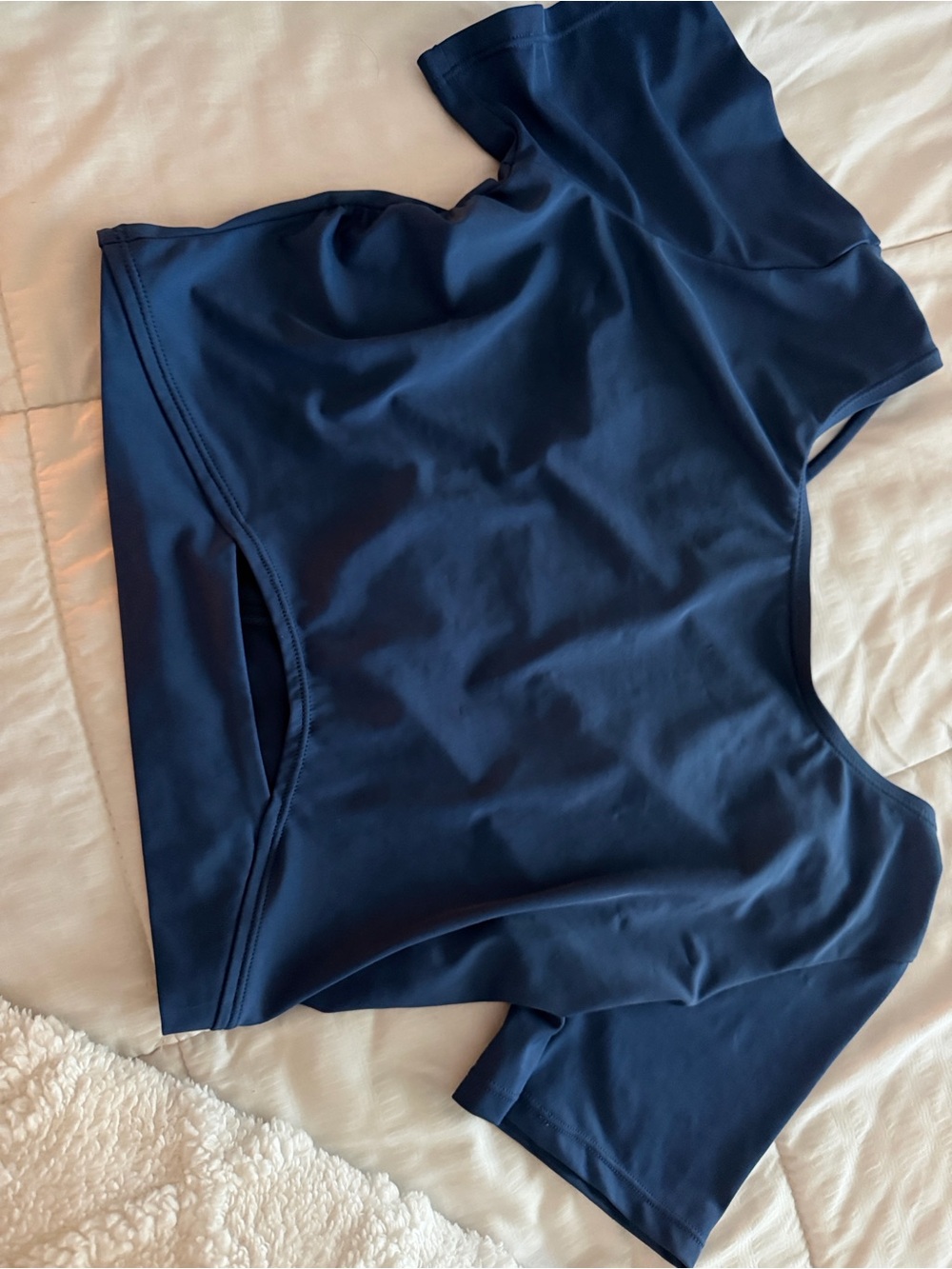 Navy Short-Sleeve Women's Swim Coverup Top